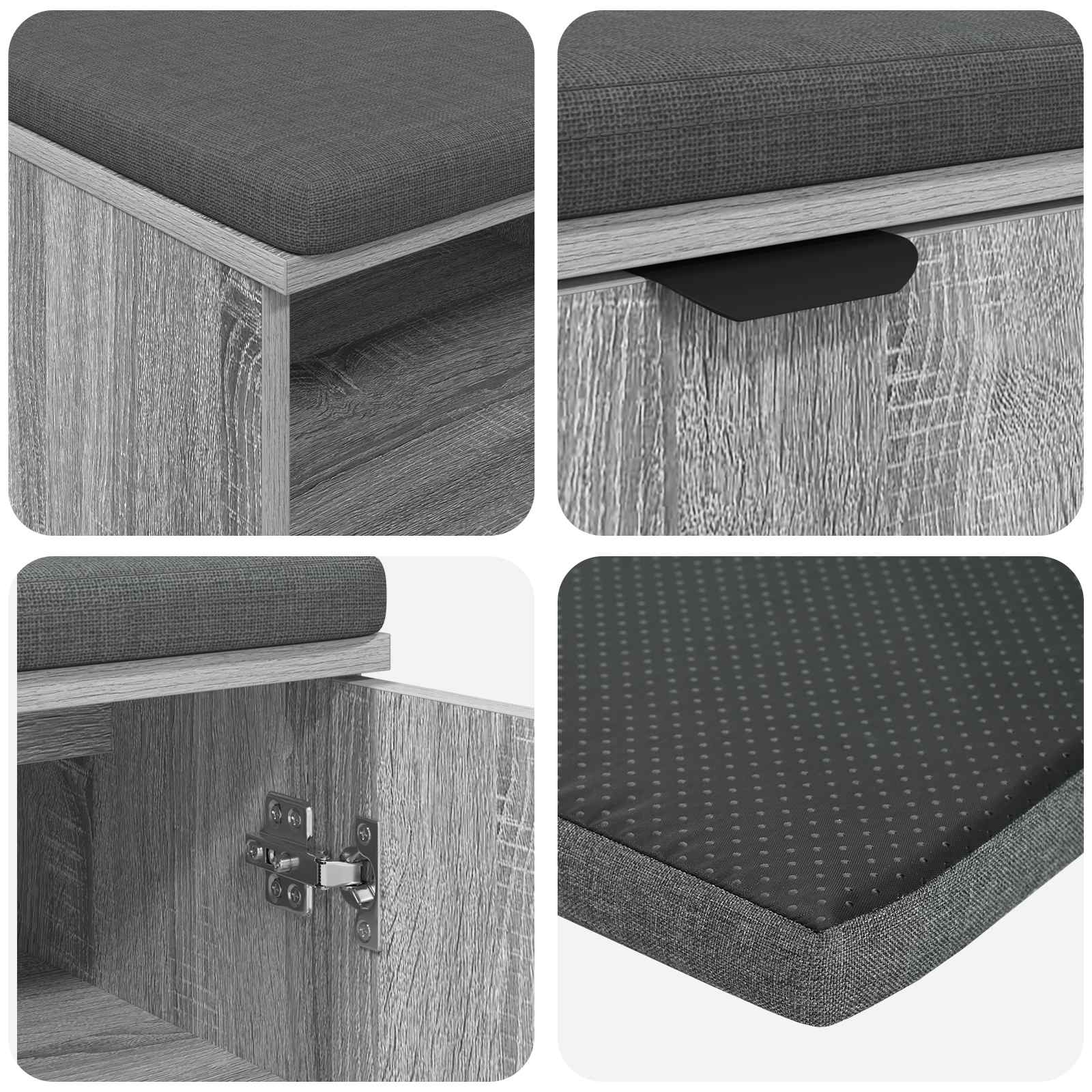 Halbank met kussen Effen Grijs Sonoma 100 x 38 x 46 cm
