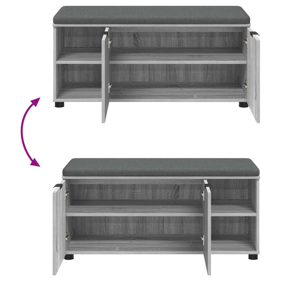 Halbank met kussen Effen Grijs Sonoma 100 x 38 x 46 cm