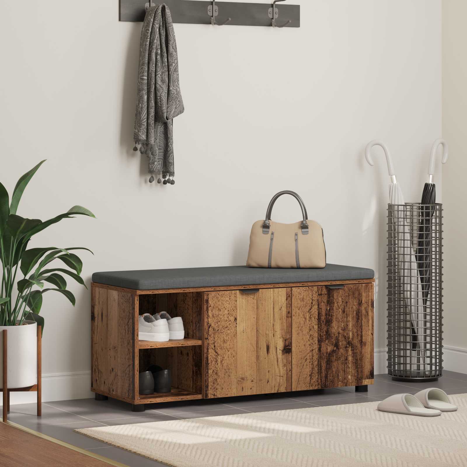 Halbank met kussen Effen Oudhout 100 x 38 x 46 cm