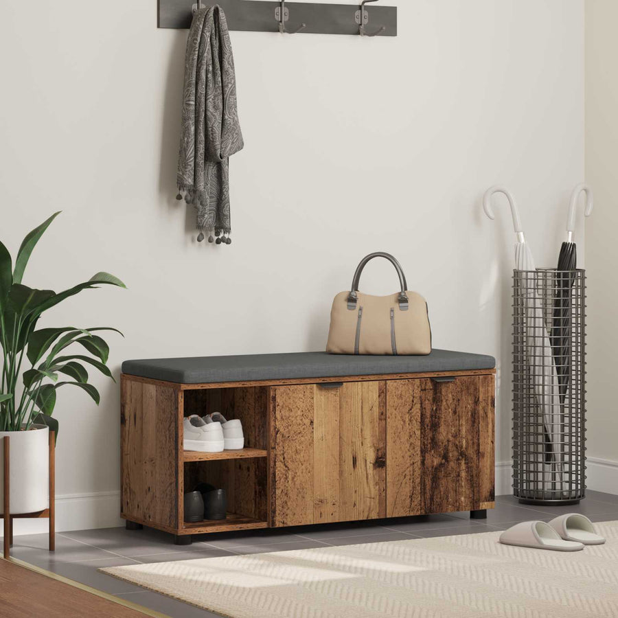 Halbank met kussen Effen Oudhout 100 x 38 x 46 cm