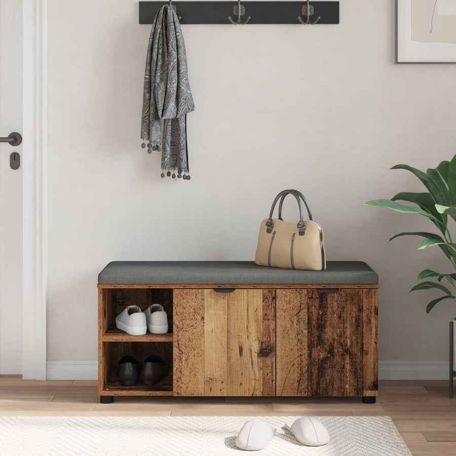 Halbank met kussen Effen Oudhout 100 x 38 x 46 cm