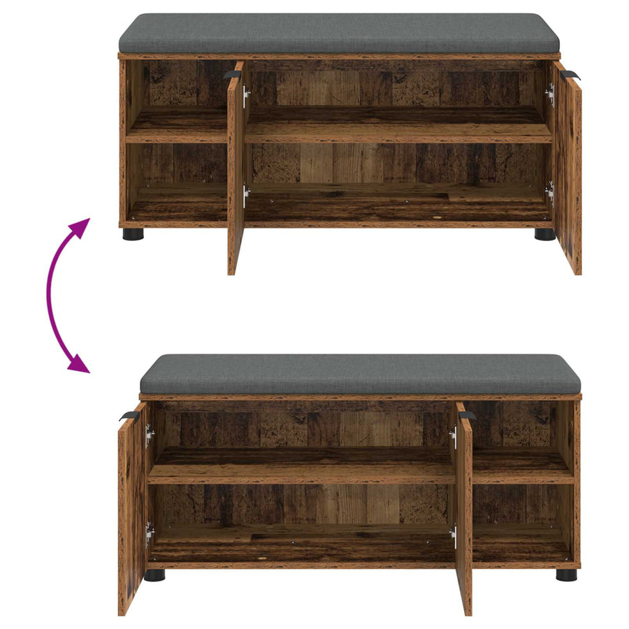 Halbank met kussen Effen Oudhout 100 x 38 x 46 cm