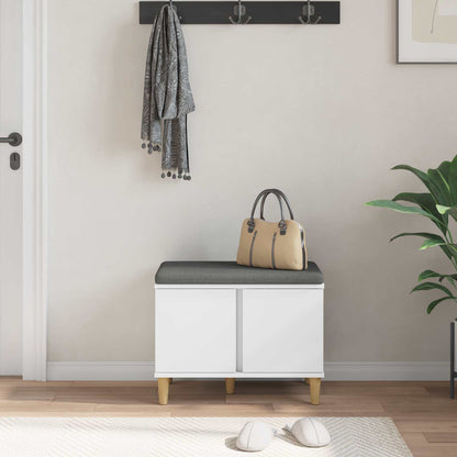 Halbank met kussen met opslag met de deur Wit 60 x 38 x 46 cm