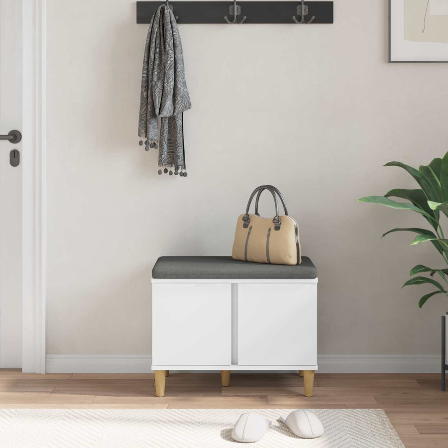Halbank met kussen met opslag met de deur Wit 60 x 38 x 46 cm