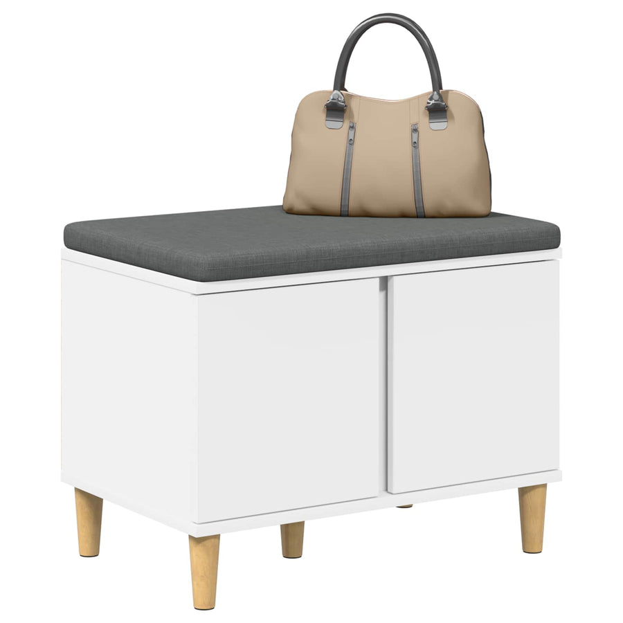 Halbank met kussen met opslag met de deur Wit 60 x 38 x 46 cm