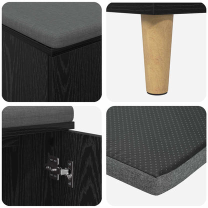 Halbank met kussen met opslag Zwart Eiken 60 x 38 x 46 cm