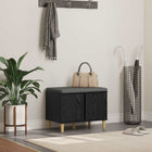 Hall bench with cushion with shelf Black Oak 60 x 38 x 46 cm