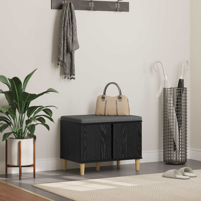 Halbank met kussen met opslag Zwart Eiken 60 x 38 x 46 cm