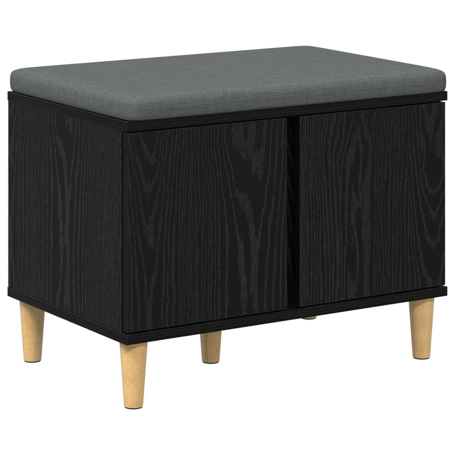 Halbank met kussen met opslag Zwart Eiken 60 x 38 x 46 cm