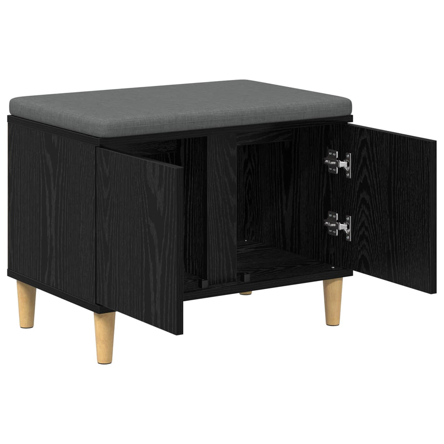 Halbank met kussen met opslag Zwart Eiken 60 x 38 x 46 cm