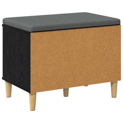 Halbank met kussen met opslag Zwart Eiken 60 x 38 x 46 cm