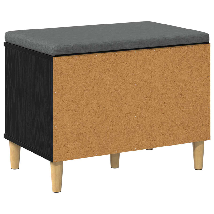 Halbank met kussen met opslag Zwart Eiken 60 x 38 x 46 cm