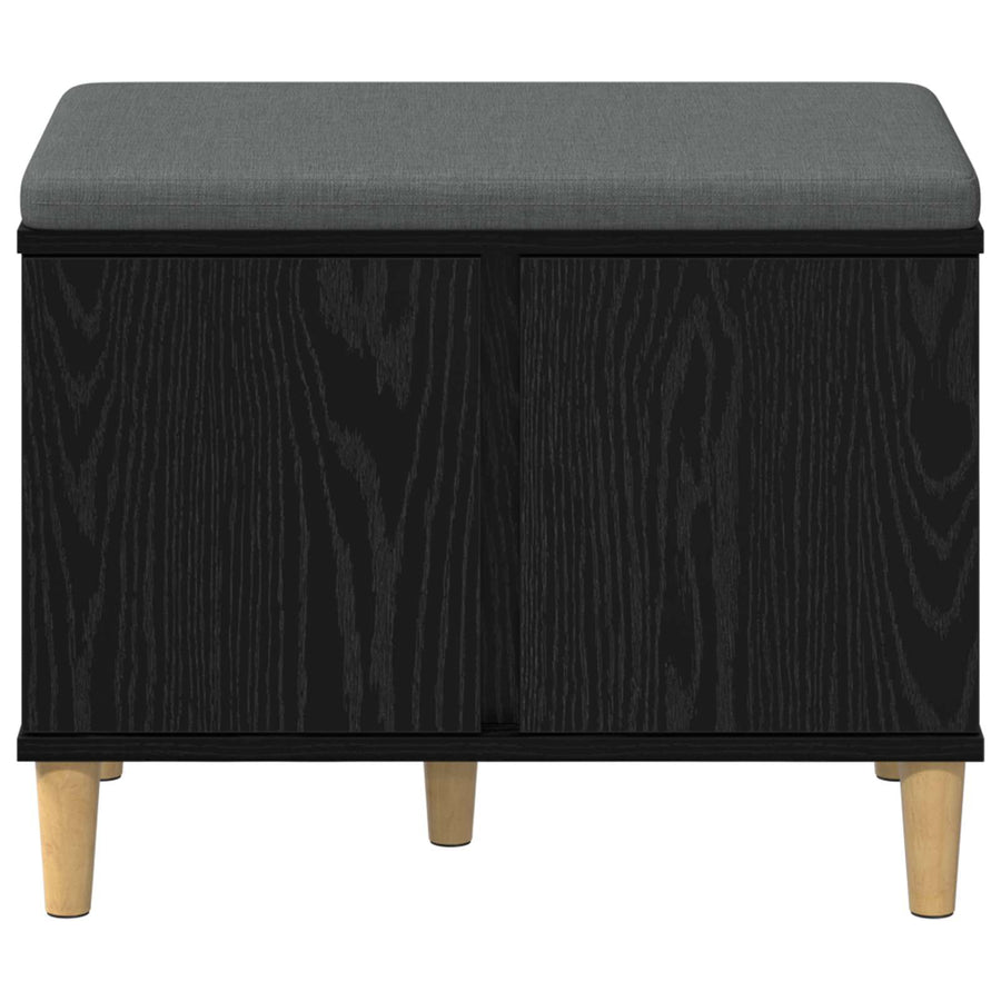 Halbank met kussen met opslag Zwart Eiken 60 x 38 x 46 cm