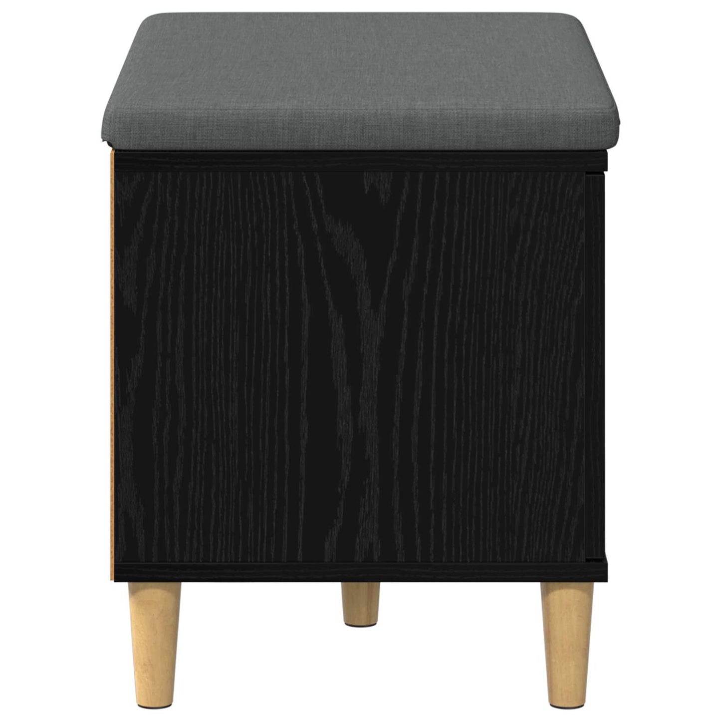 Halbank met kussen met opslag Zwart Eiken 60 x 38 x 46 cm
