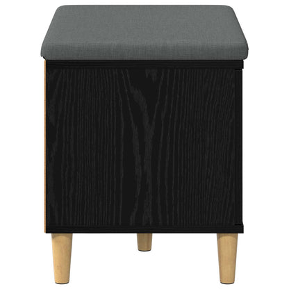 Halbank met kussen met opslag Zwart Eiken 60 x 38 x 46 cm