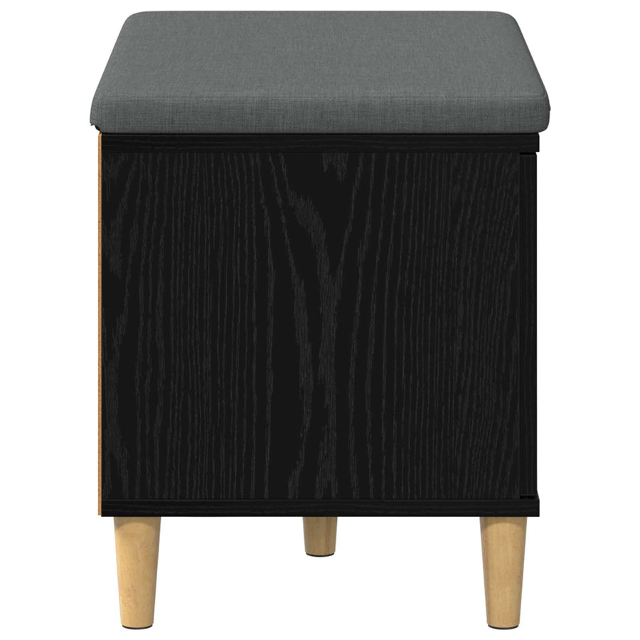 Halbank met kussen met opslag Zwart Eiken 60 x 38 x 46 cm