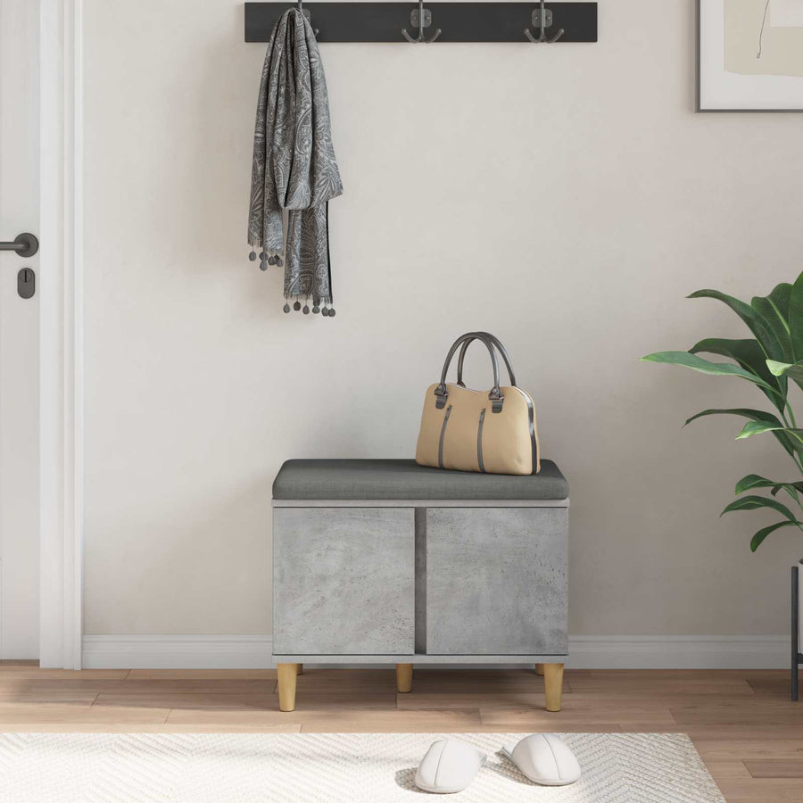 Halbank met kussen met opslag Beton Grijs 60 x 38 x 46 cm