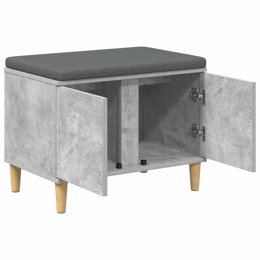 Halbank met kussen met opslag Beton Grijs 60 x 38 x 46 cm