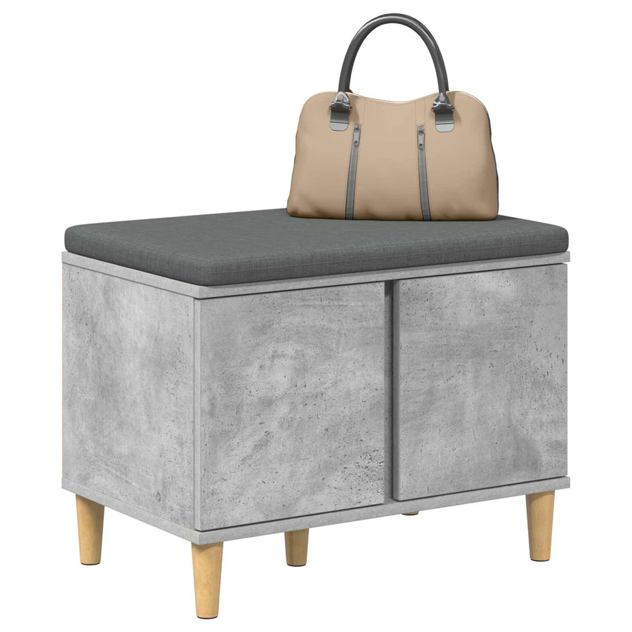 Halbank met kussen met opslag Beton Grijs 60 x 38 x 46 cm