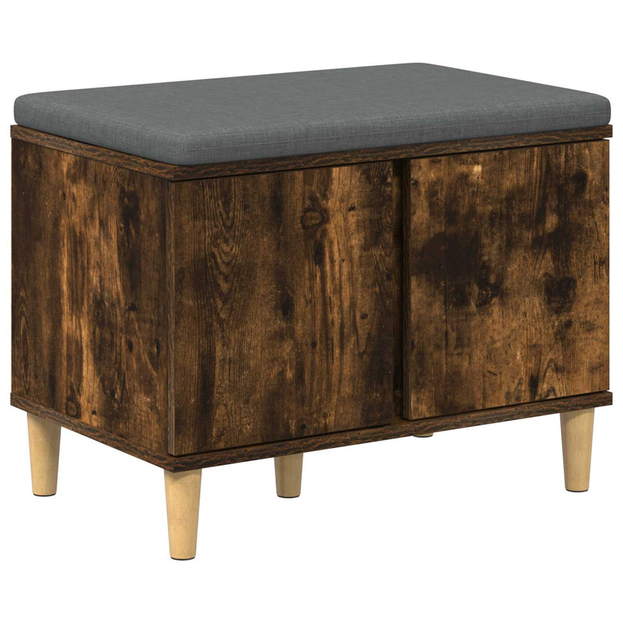 Halbank met kussen met opslag Gerookt eiken 60 x 38 x 46 cm