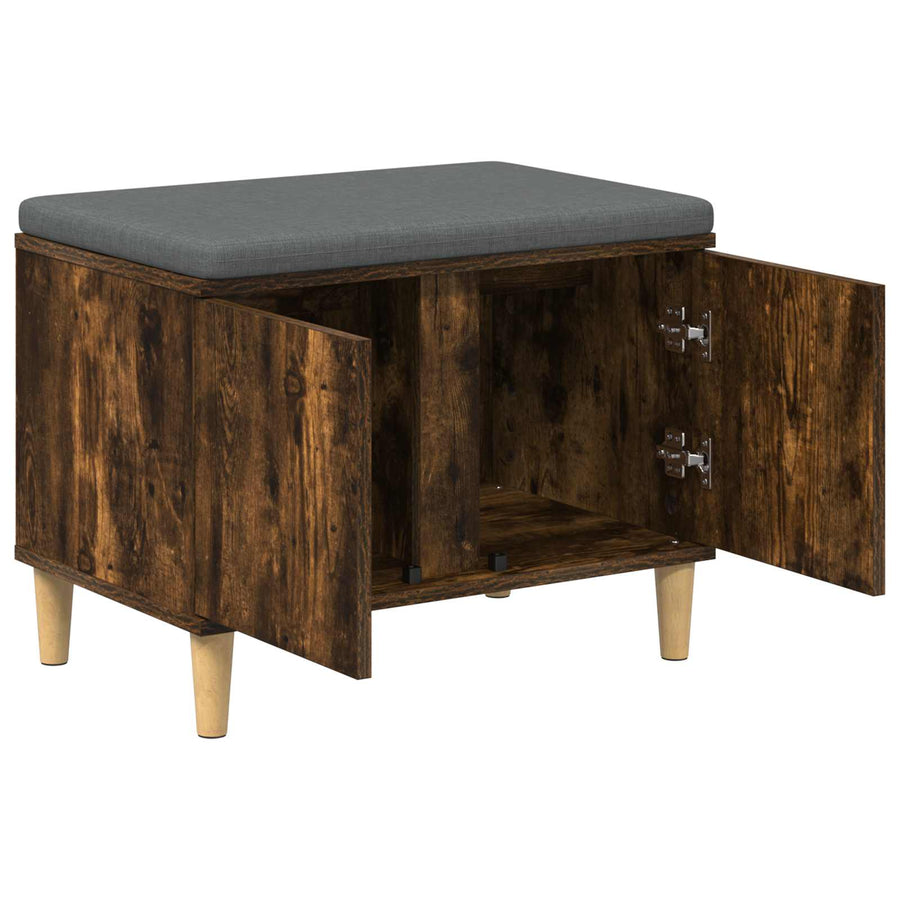 Halbank met kussen met opslag Gerookt eiken 60 x 38 x 46 cm