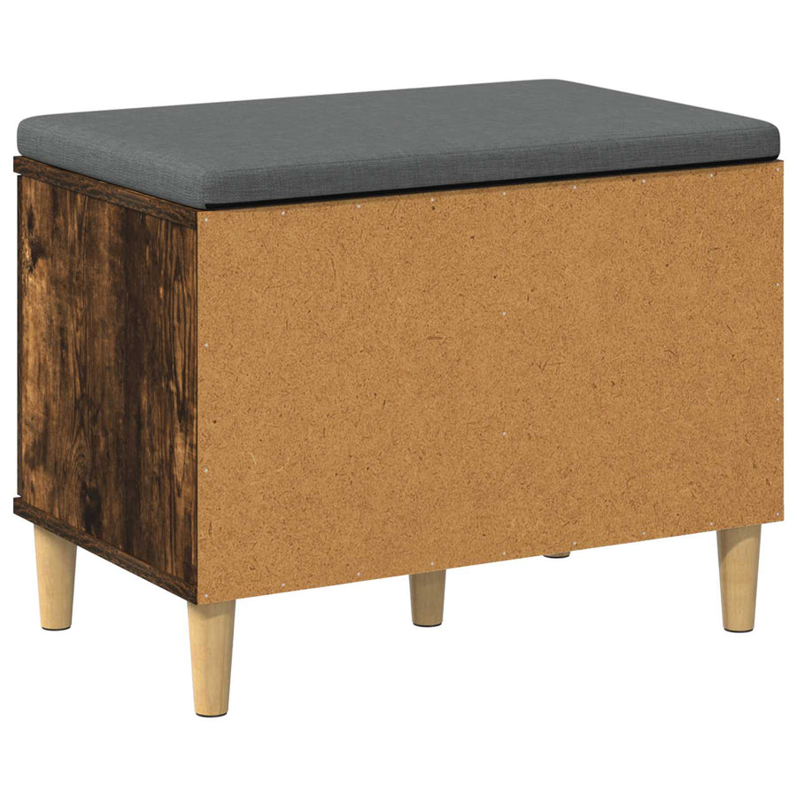 Halbank met kussen met opslag Gerookt eiken 60 x 38 x 46 cm