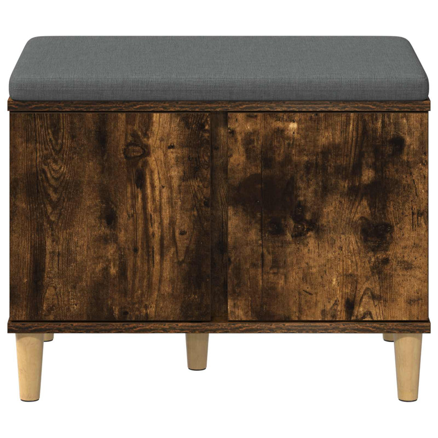 Halbank met kussen met opslag Gerookt eiken 60 x 38 x 46 cm