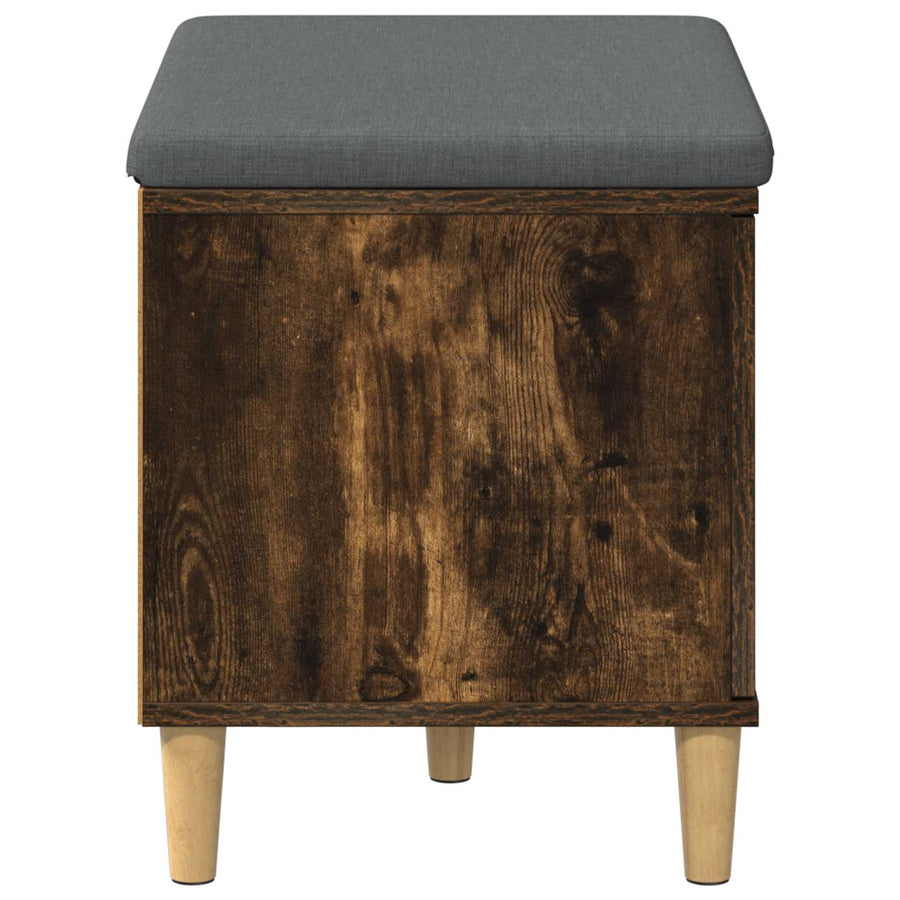 Halbank met kussen met opslag Gerookt eiken 60 x 38 x 46 cm