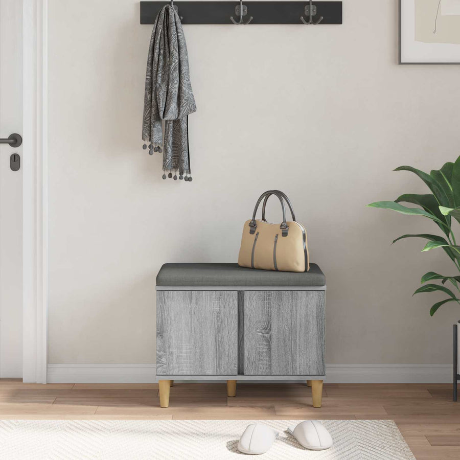 Halbank met kussen met opslag Grijs Sonoma 60 x 38 x 46 cm