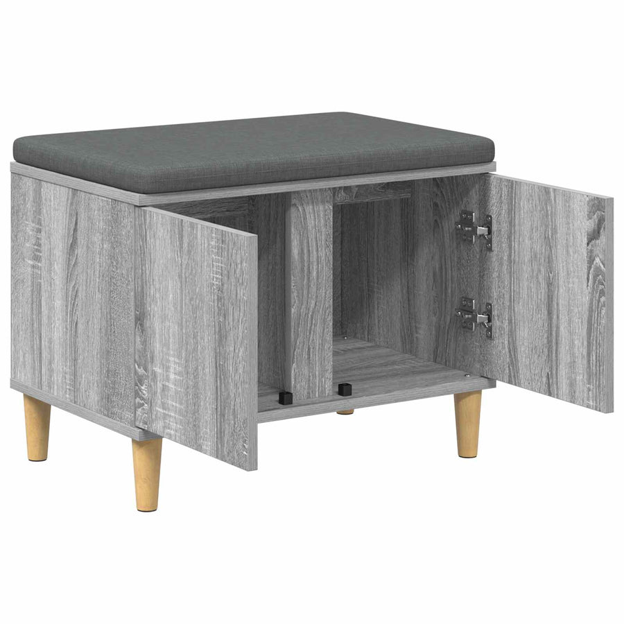 Halbank met kussen met opslag Grijs Sonoma 60 x 38 x 46 cm