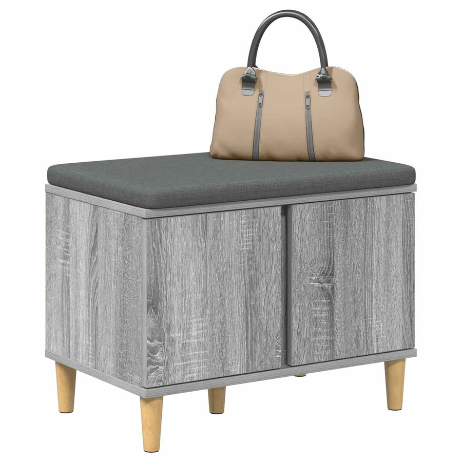 Halbank met kussen met opslag Grijs Sonoma 60 x 38 x 46 cm