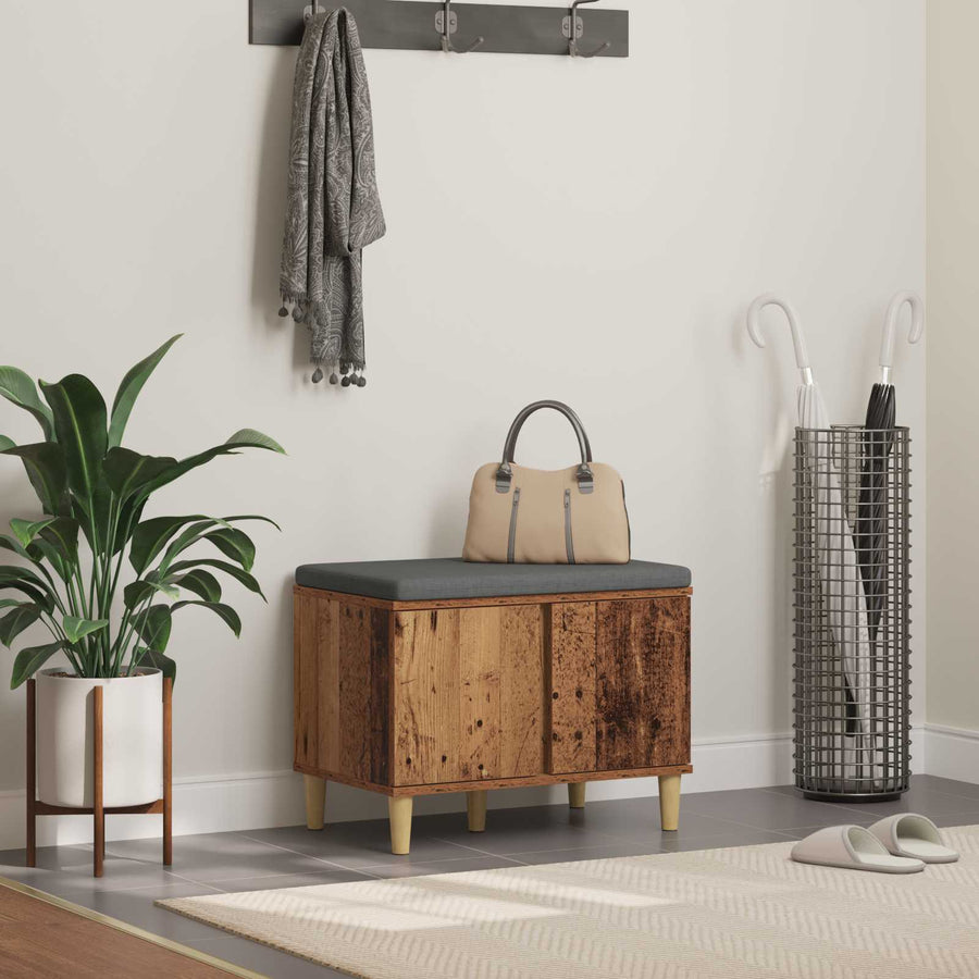 Halbank met kussen met opslag Oudhout 60 x 38 x 46 cm