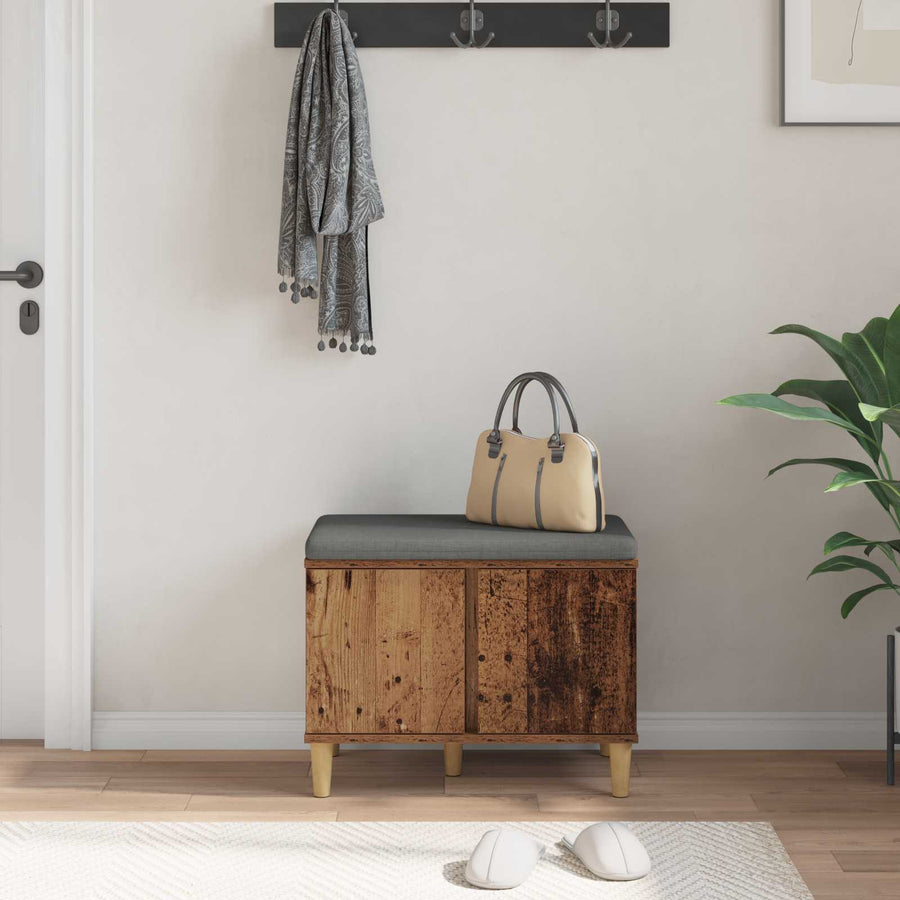 Halbank met kussen met opslag Oudhout 60 x 38 x 46 cm