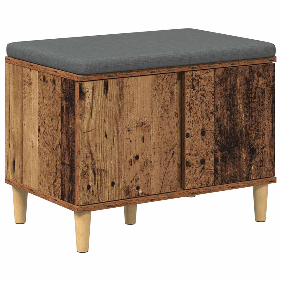 Halbank met kussen met opslag Oudhout 60 x 38 x 46 cm