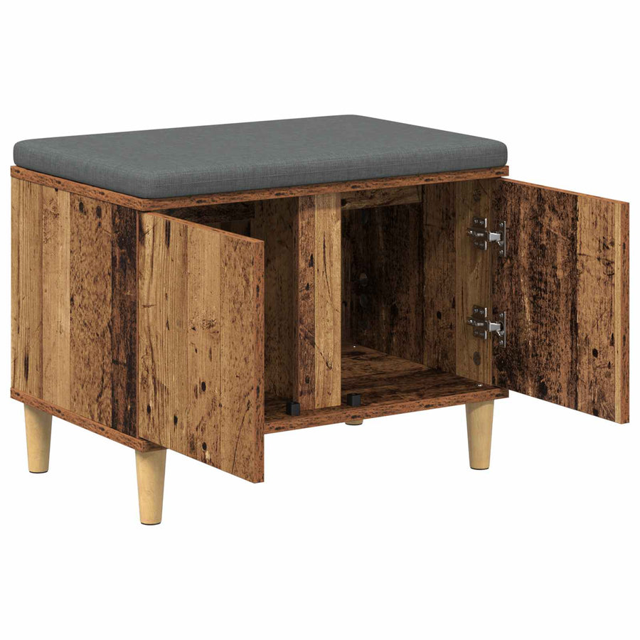 Halbank met kussen met opslag Oudhout 60 x 38 x 46 cm