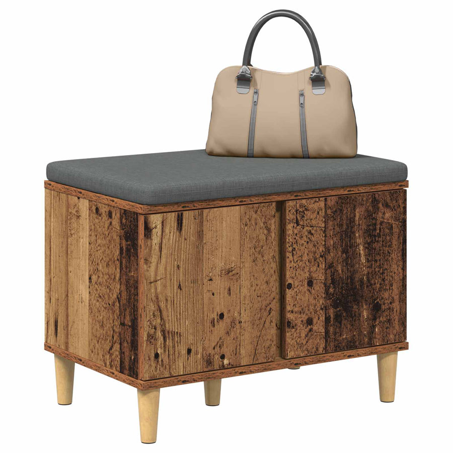 Halbank met kussen met opslag Oudhout 60 x 38 x 46 cm