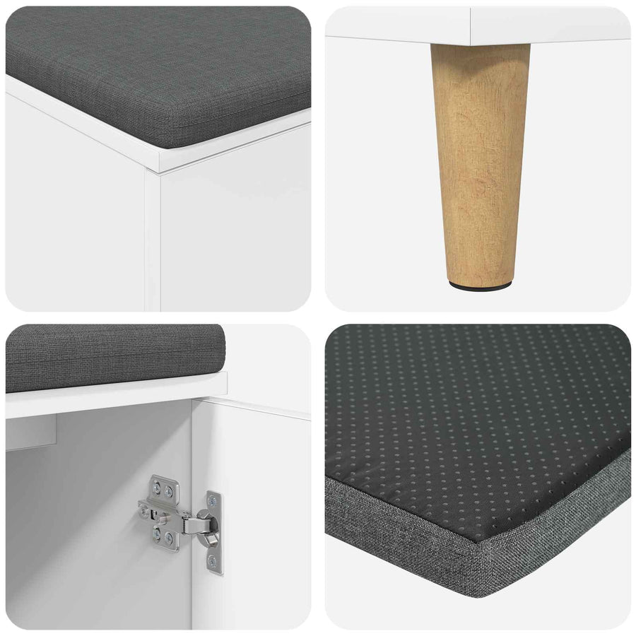 Halbank met kussen met opslag met de deur Wit 60 x 38 x 46 cm