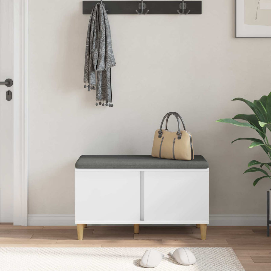 Halbank met kussen met opslag met de deur Wit 60 x 38 x 46 cm