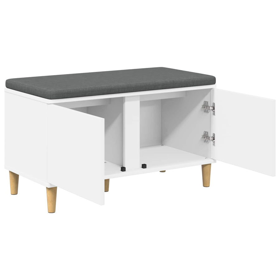 Halbank met kussen met opslag met de deur Wit 60 x 38 x 46 cm