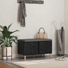 Hallway bench with cushion with shelf Black Oak 80 x 38 x 46 cm