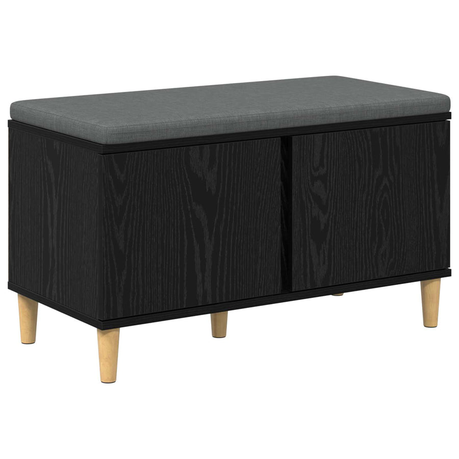 Halbank met kussen met opslag Zwart Eiken 60 x 38 x 46 cm
