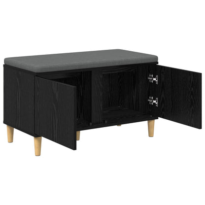 Halbank met kussen met opslag Zwart Eiken 60 x 38 x 46 cm