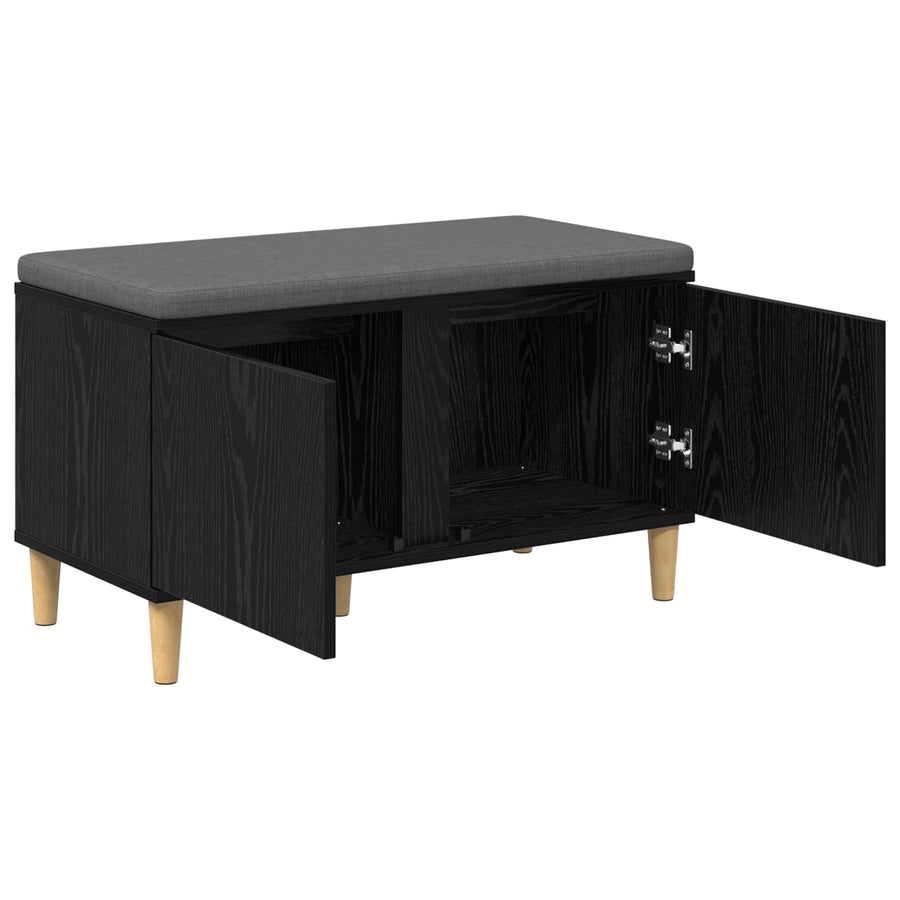 Halbank met kussen met opslag Zwart Eiken 60 x 38 x 46 cm