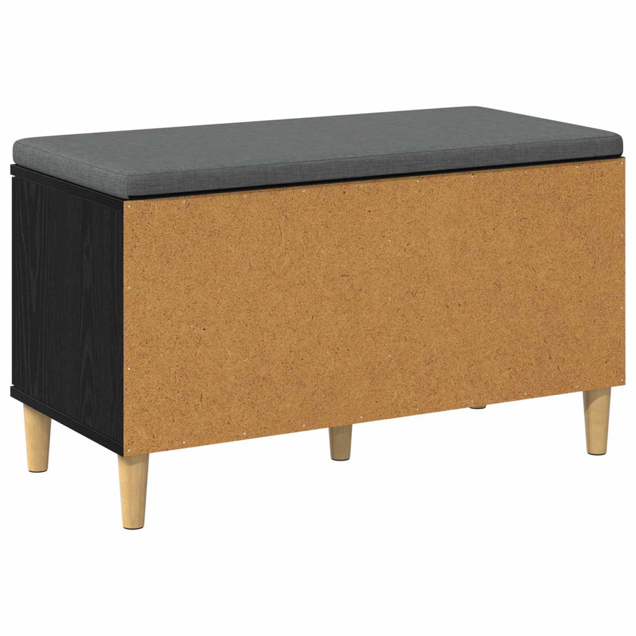 Halbank met kussen met opslag Zwart Eiken 60 x 38 x 46 cm