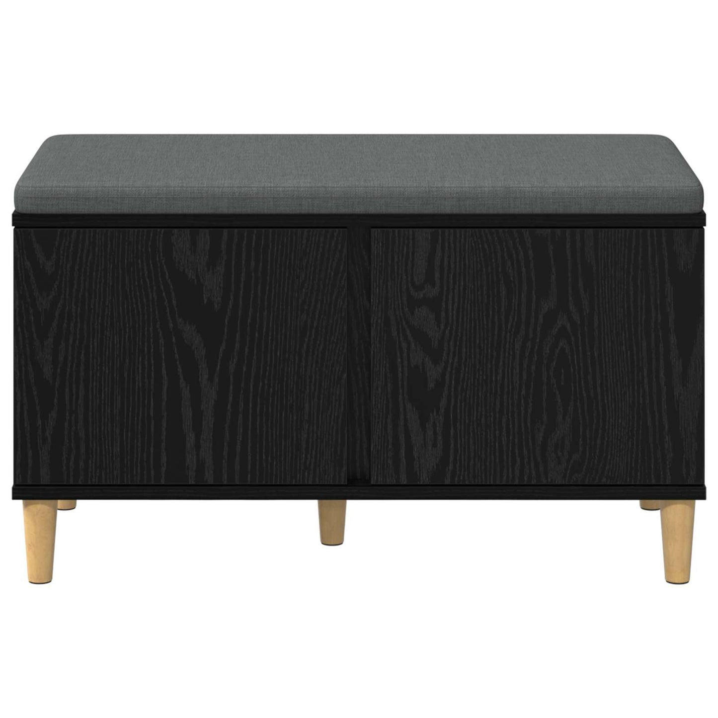 Halbank met kussen met opslag Zwart Eiken 60 x 38 x 46 cm