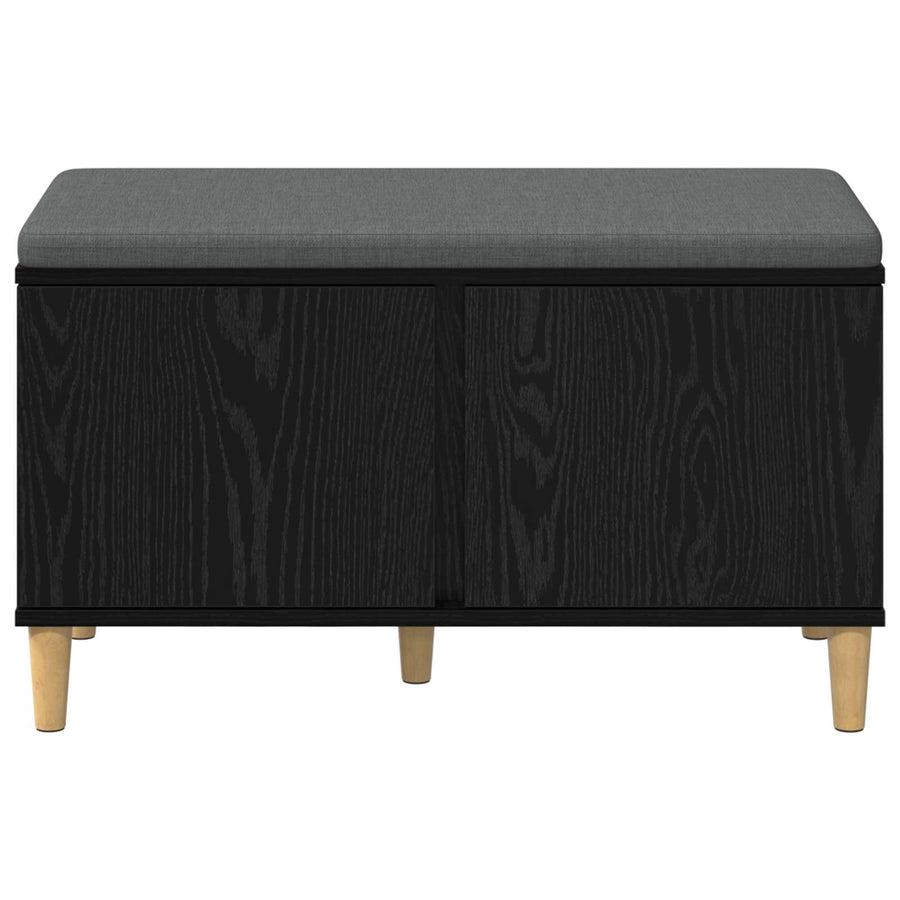 Halbank met kussen met opslag Zwart Eiken 60 x 38 x 46 cm