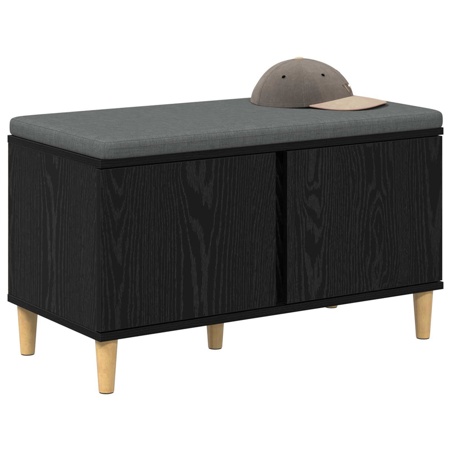 Halbank met kussen met opslag Zwart Eiken 60 x 38 x 46 cm