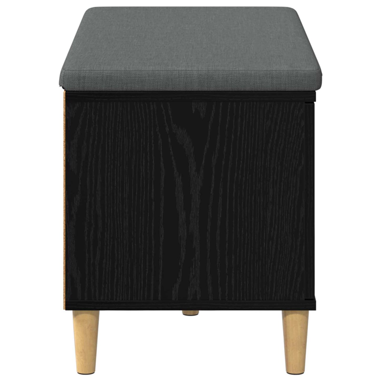 Halbank met kussen met opslag Zwart Eiken 60 x 38 x 46 cm