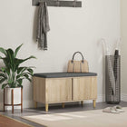 Hall bench with cushion with shelf Sonoma Oak 80 x 38 x 46 cm