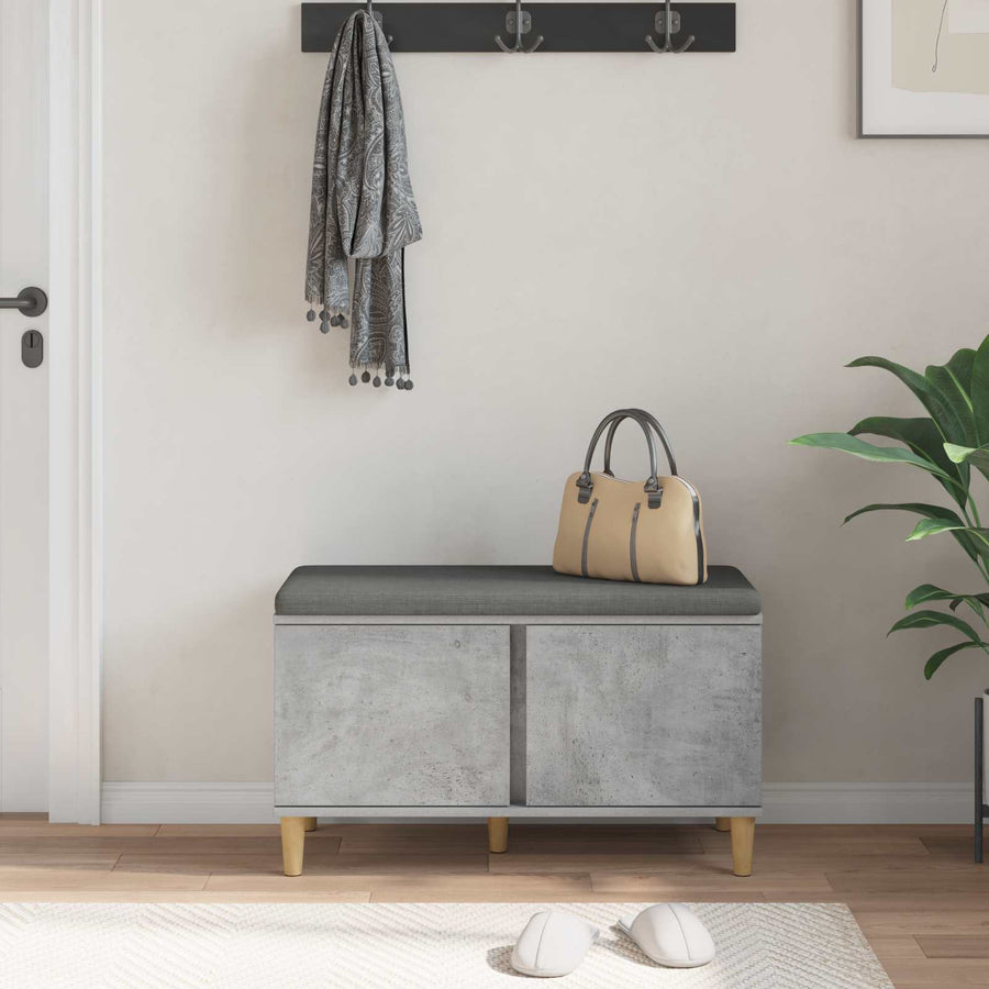 Halbank met kussen met opslag Beton Grijs 60 x 38 x 46 cm